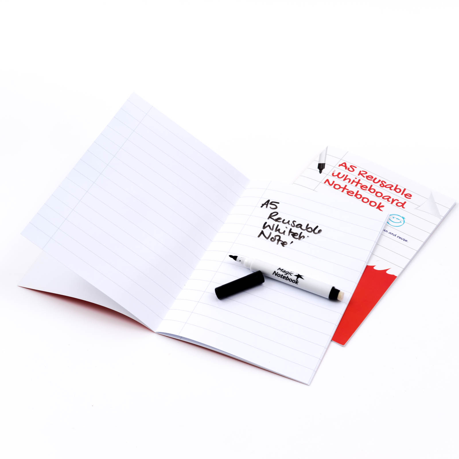 a5 ruled with margin reusable whiteboard notebook