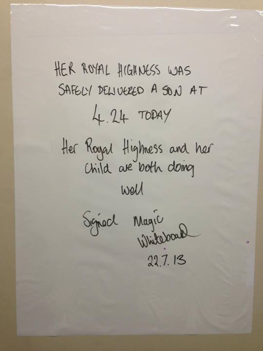 Royal baby announcement magic whiteboard