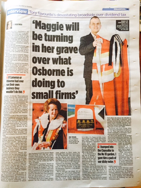Dragons' Den winners Magic Whiteboard backs 5.4 million small business owners who face 7.5% increase in tax - Margaret Thatcher would be turning in grave - Mail on Sunday